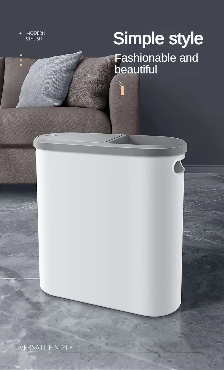 Lixeira de Banheiro VIE LENTE 10L – Pressão com Tampa, Design Compacto para Cozinha e Banheiro