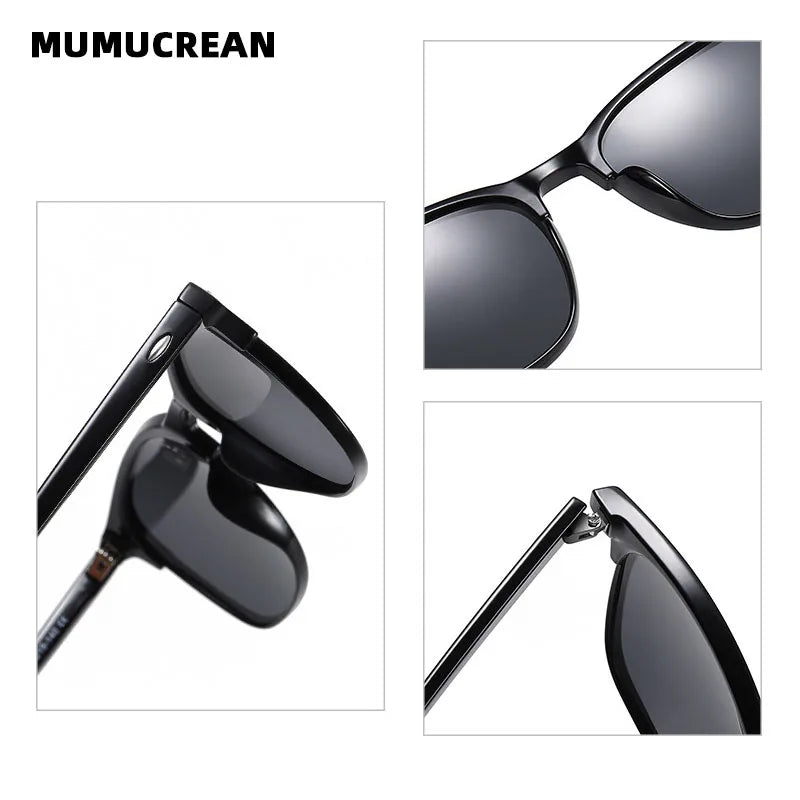 Óculos de Sol Masculinos MUMUCREAN 2025 – Retro Clássico Polarizado com Proteção UV400, Lentes Quadradas