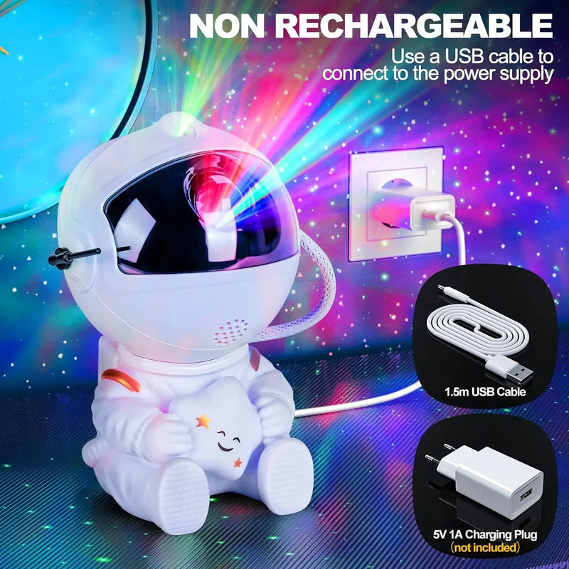 Projetor Astronauta Galaxy Starry Sky | Luz LED Noturna para Quarto e Sala de Jogos