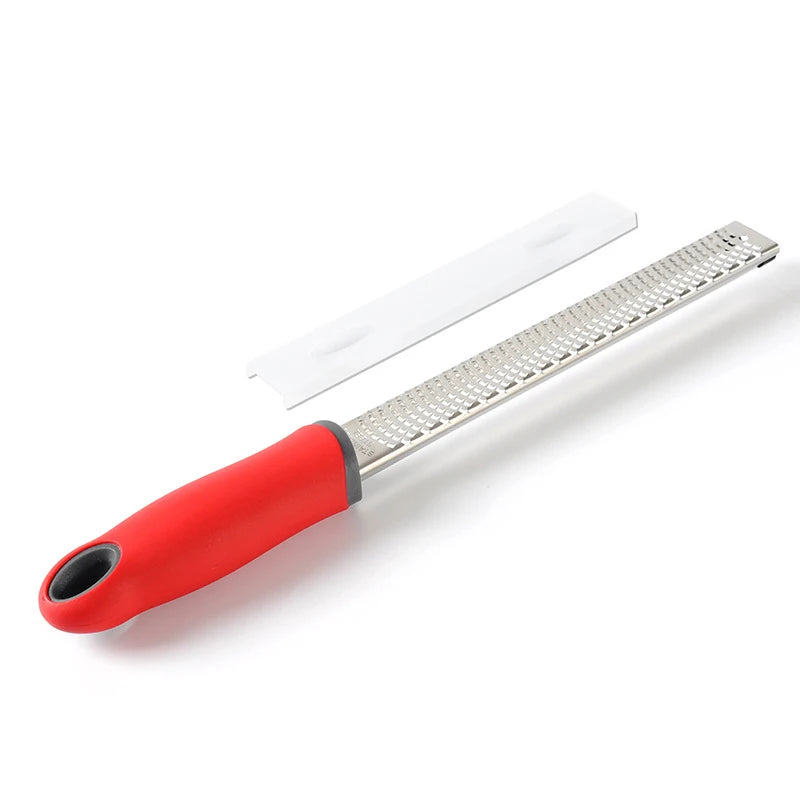 Ralador de Queijo e Zester de Limão em Aço Inoxidável com Capa Protetora | Utensílio Multifuncional para Queijo, Frutas e Chocolate com Alça Antiderrapante