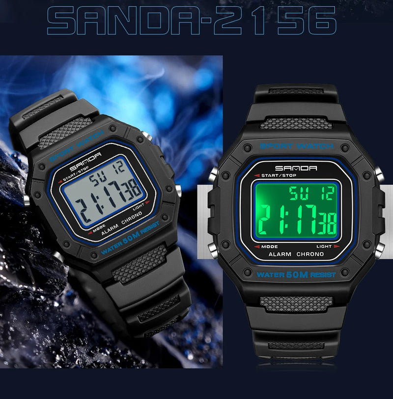 Relógio Masculino Esportivo SANDA 2156 – Digital Militar, à Prova d’Água, com LED e Cronômetro