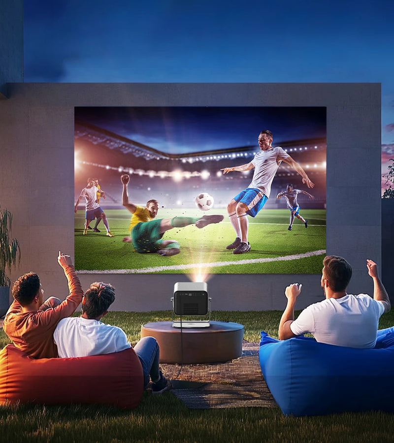 VEVSHAO V80 Projetor 4K – Full HD 1080P, 2200 Lúmens, Android 11, WiFi 6, Home Theater com Suporte Base