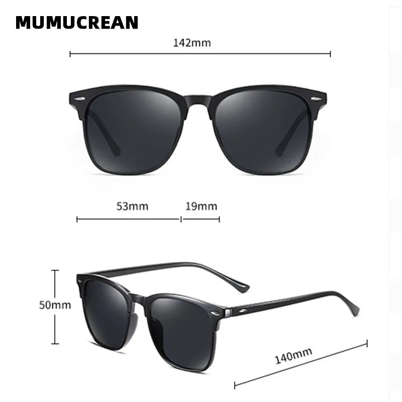 Óculos de Sol Masculinos MUMUCREAN 2025 – Retro Clássico Polarizado com Proteção UV400, Lentes Quadradas