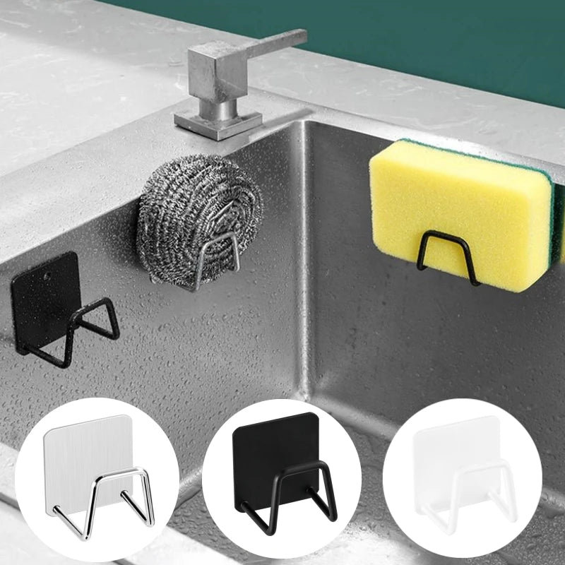 Suporte de Esponja para Pia de Cozinha em Aço Inoxidável 304 | Organizador de Parede Autoadesivo para Utensílios e Banheiro