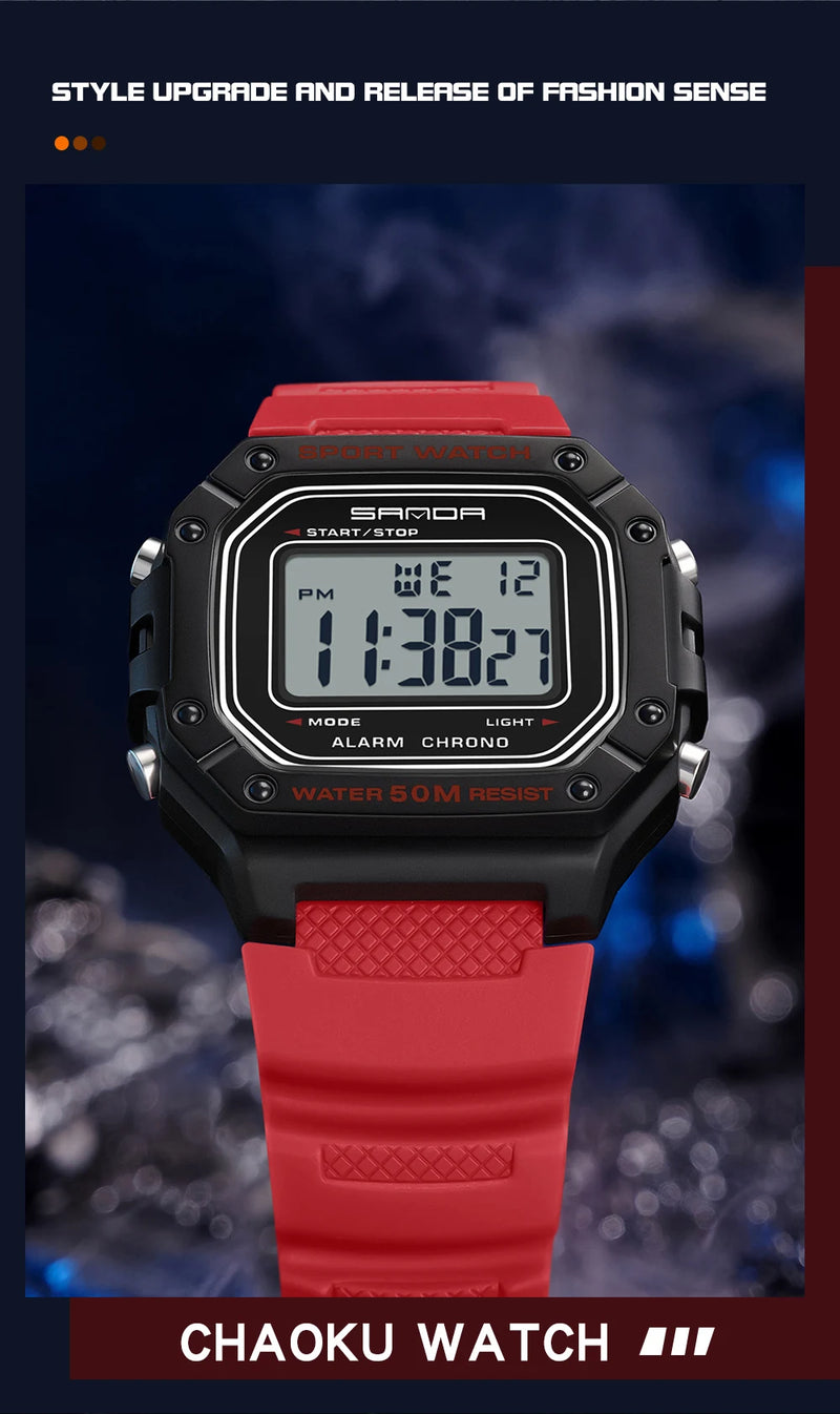 Relógio Masculino Esportivo SANDA 2156 – Digital Militar, à Prova d’Água, com LED e Cronômetro