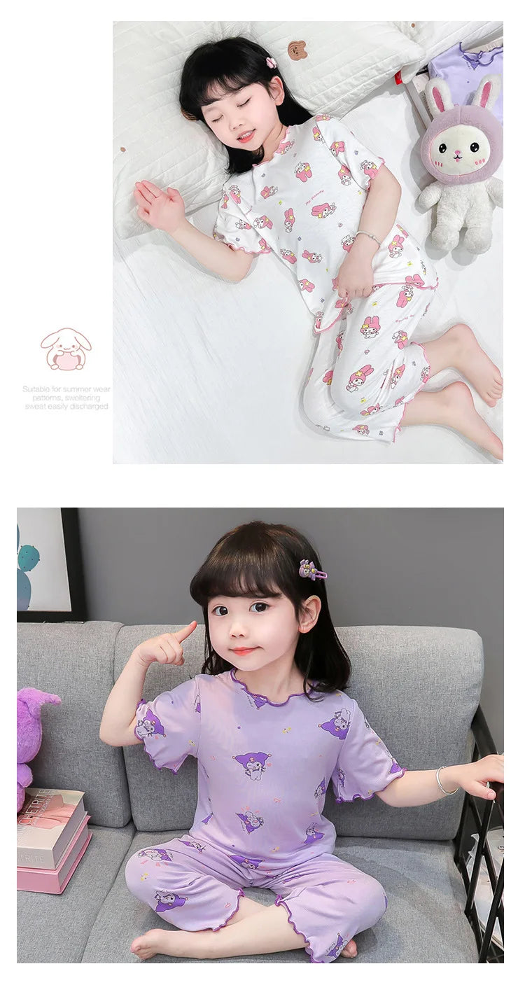 Conjunto de Pijama Infantil em Algodão – Regata e Shorts de Verão com Estampa de Desenho Animado (4 a 6 anos)