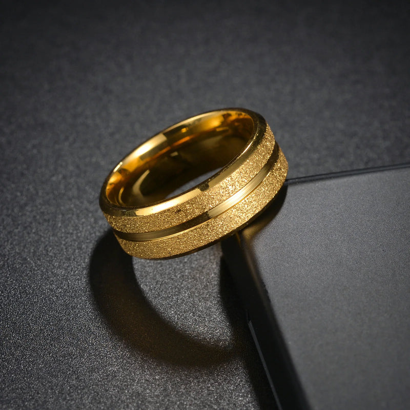 Anel Masculino YWSHMAN 8mm – Titanium Preto Fosco, Aliança de Casamento Clássica para Homens