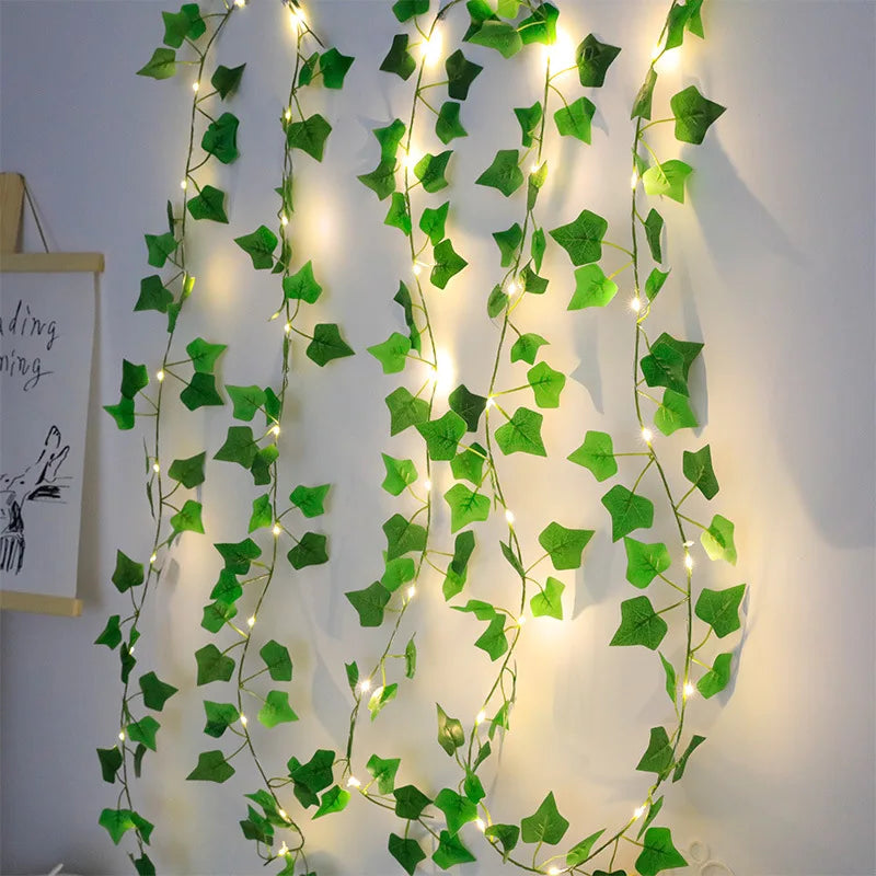 Videira de Hera Artificial com Luzes de Fada 2m | Decoração de Festa, Casamento e Natal