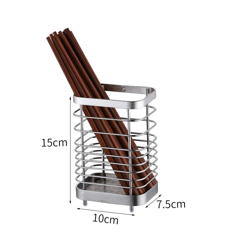 Cesta de Pauzinhos de Aço Inoxidável MEXQCH | Suporte Drenável para Utensílios de Cozinha | Garfos, Colheres e Talheres