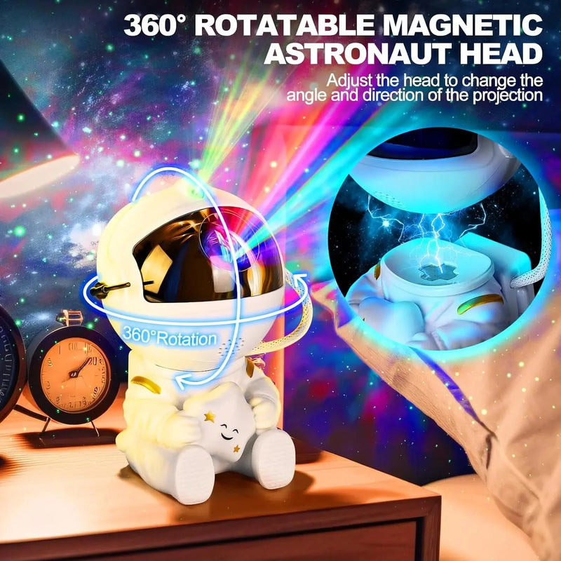 Projetor Astronauta Galaxy Starry Sky | Luz LED Noturna para Quarto e Sala de Jogos
