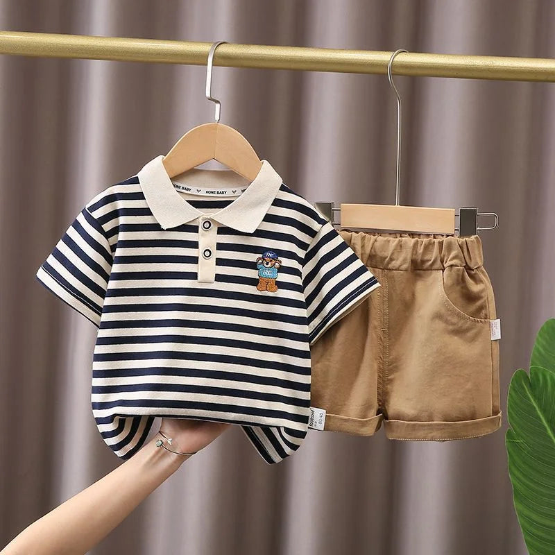 Conjunto Infantil Menino Verão – Camiseta e Shorts em Algodão 2 Peças com Estampa Divertida