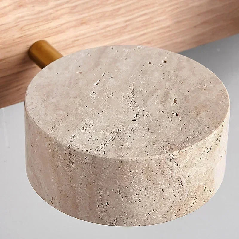 Luminária de Parede LED de Pedra Calcária Natural | Espelho de Vaidade Dupla Face Rotativo | Aplique Decorativo para Quarto e Banheiro