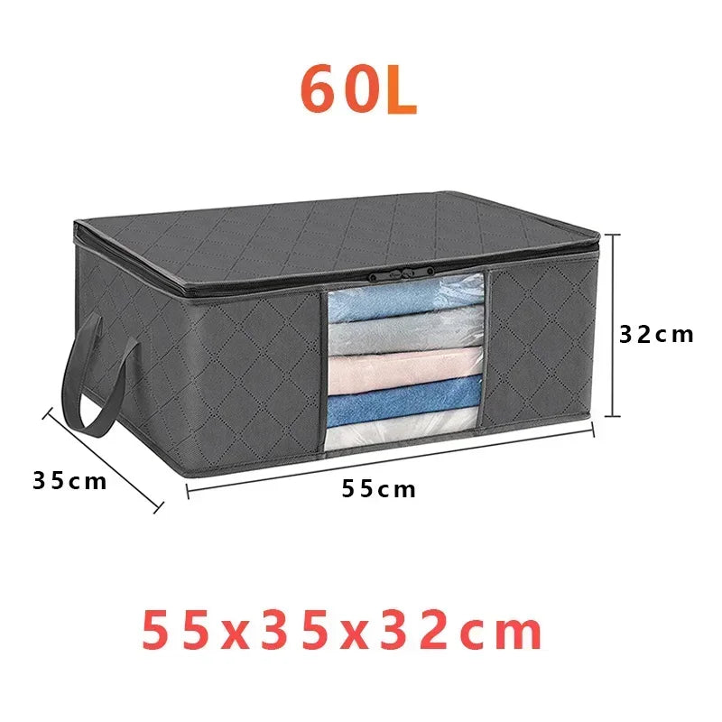 Saco de Armazenamento Dobrável de Grande Capacidade | Organizador de Roupas e Cobertores para Armário ou Quarto