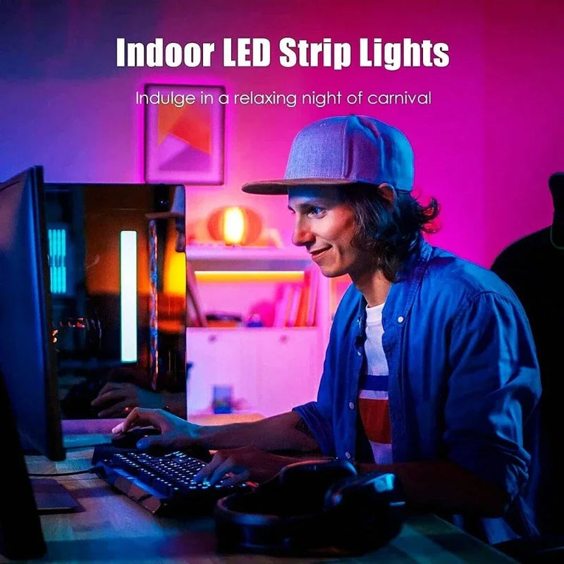 1-30m/100ft Luz de Tira LED USB RGB com Bluetooth, Controle por Toque e App – Backlight para TV e Decoração de Quarto