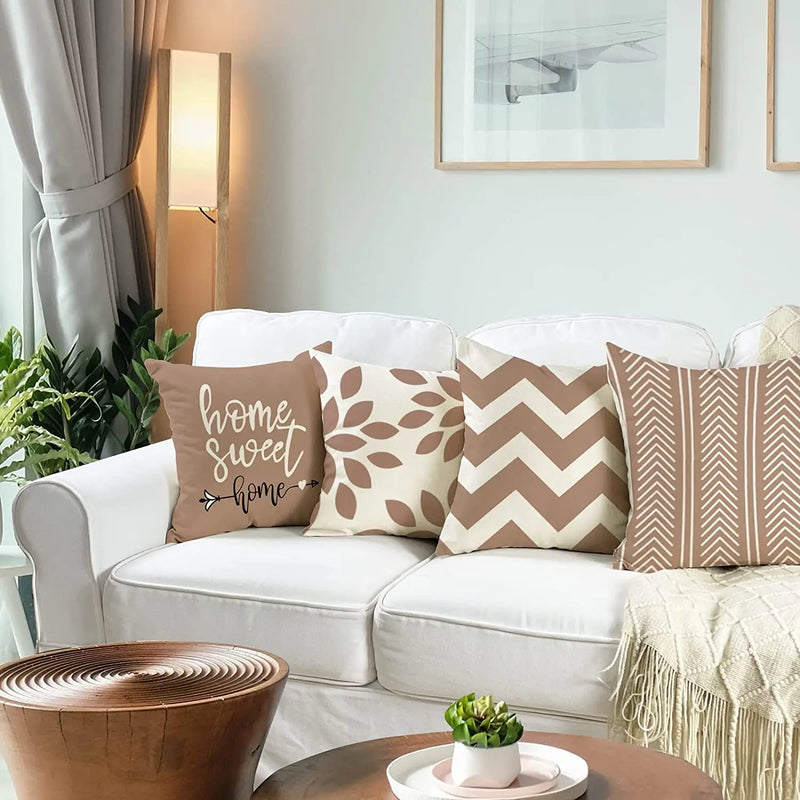 Capa de Almofada Geométrica de Linho | Decoração para Sofá, Cadeira, Cama, Jardim e Carro