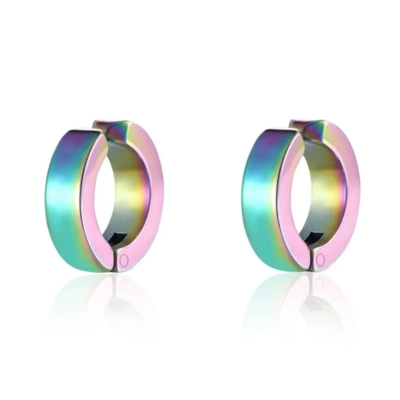 2 Peças Brincos de Aço Inoxidável 316L | Argolas Clip-On Sem Perfuração para Homens