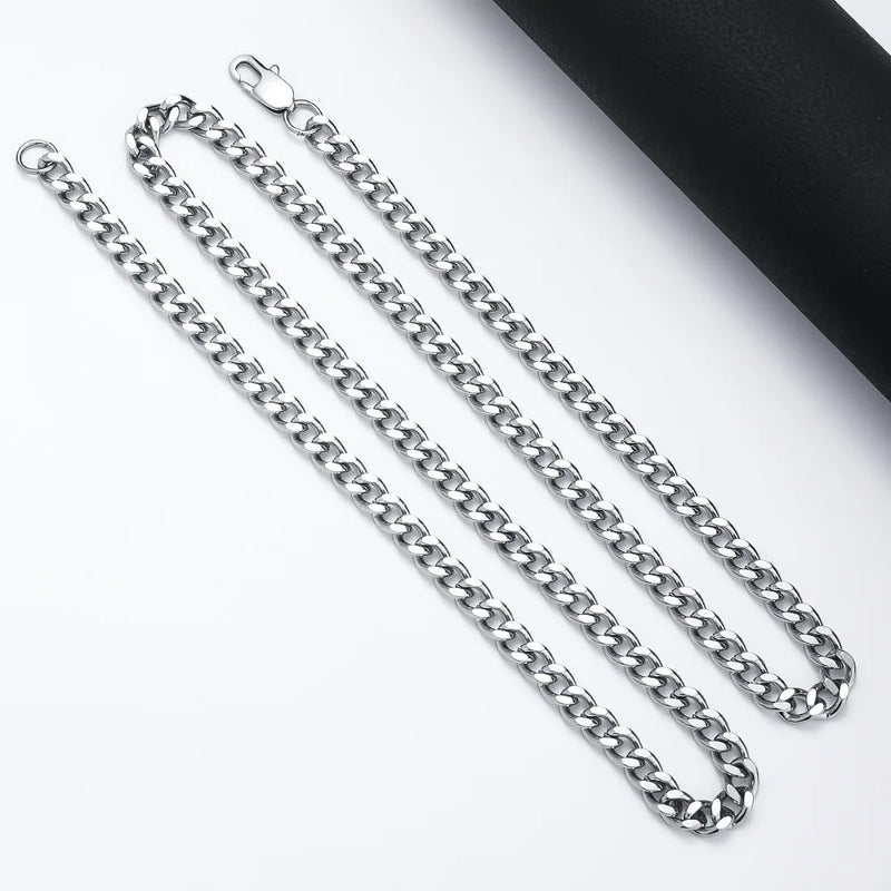 Colares Punk Básicos em Aço Inoxidável – Corrente Curb/Cuban 3, 5 e 7mm para Homens e Mulheres