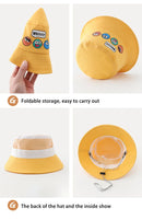 Chapéu Infantil Bucket Hat – Estilo Coreano com Expressão Divertida para Meninos e Meninas (2 a 6 anos)