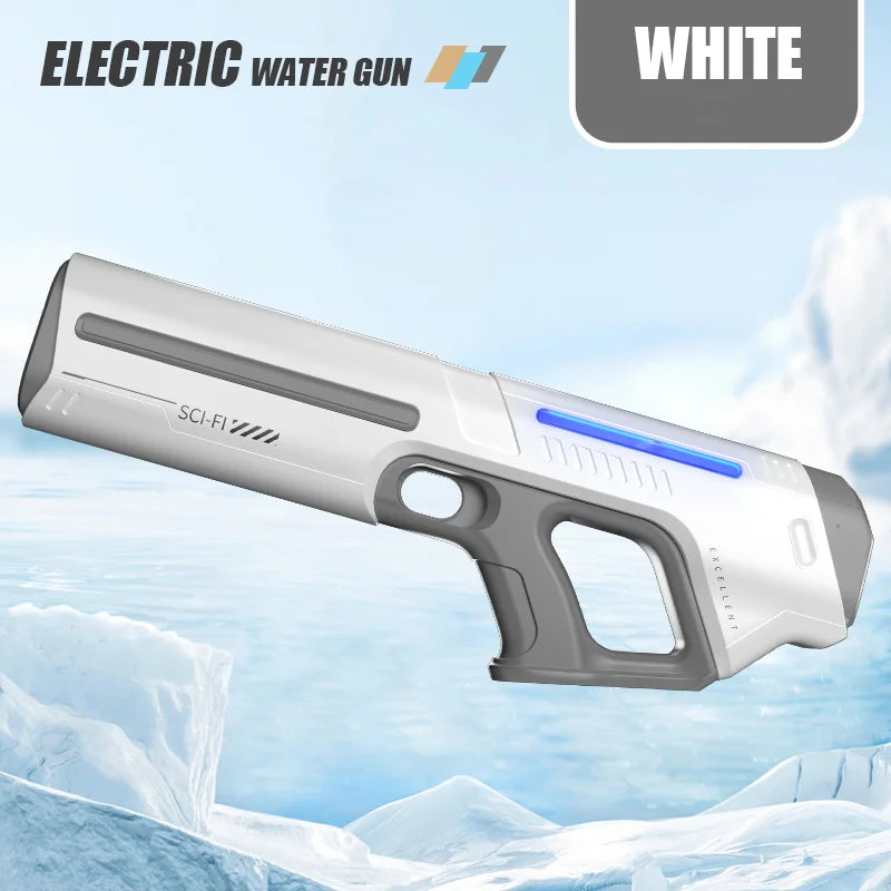 Pistola de Água Automática Abay – Brinquedo Elétrico de Tiro Contínuo para Praia, Piscina e Diversão ao Ar Livre