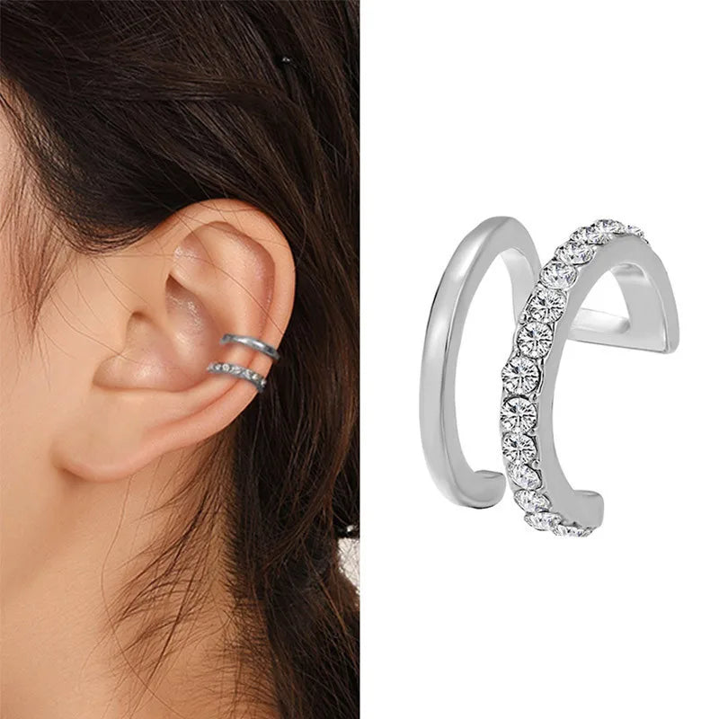 Ear Cuffs Femininos KOTiK 2025 – Brincos de Clipe Sem Furo com Zircônia Cúbica, Modernos e Geométricos