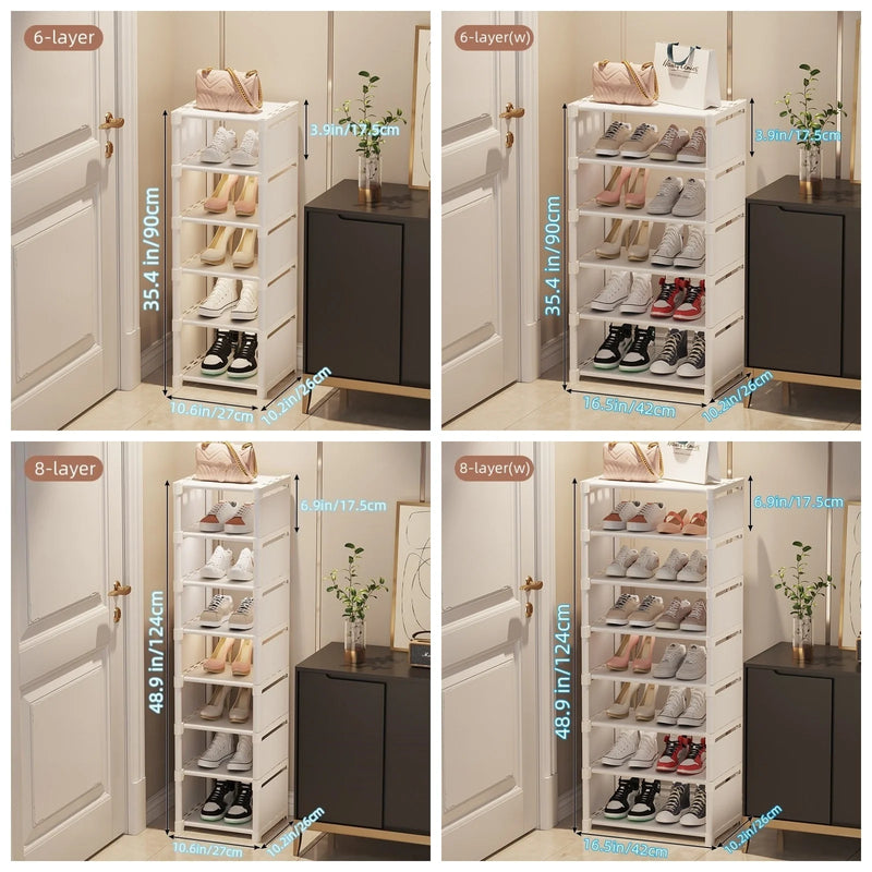 Organizador de Sapatos 6/8 Camadas | Sapateira Intercalar com Estrutura de Metal e Camadas de Tecido | Ideal para Entrada, Corredor ou Sala de Estar