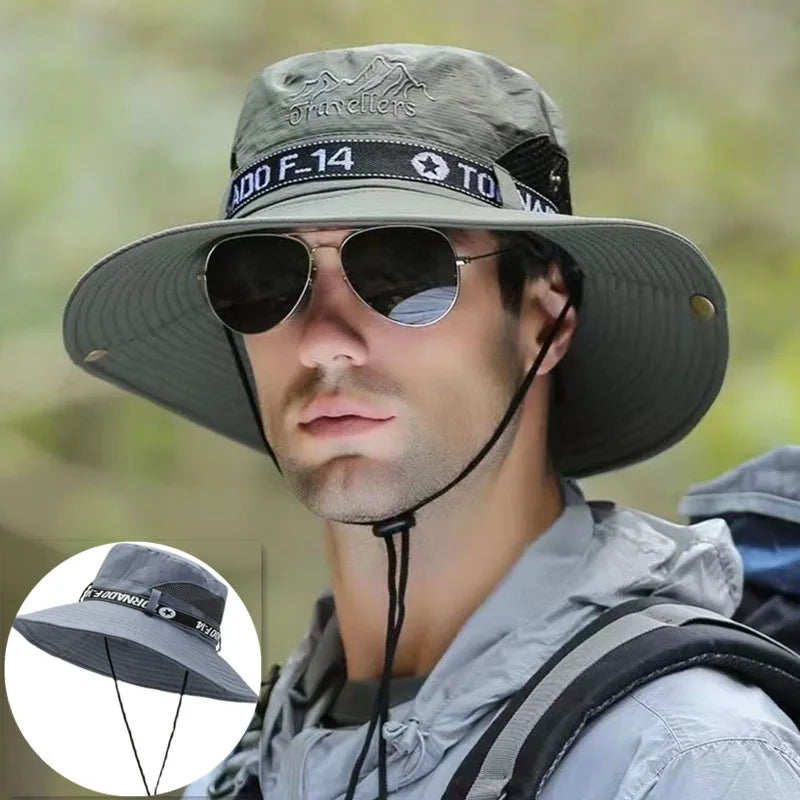 Chapéu de Sol Unissex com Aba Larga – Proteção UV para Verão, Pesca, Camping e Atividades ao Ar Livre
