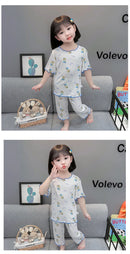 Conjunto de Pijama Infantil em Algodão – Regata e Shorts de Verão com Estampa de Desenho Animado (4 a 6 anos)