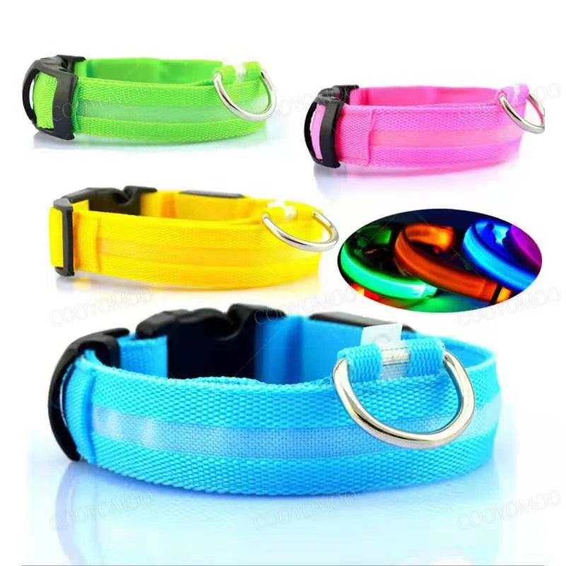 Coleira LED Recarregável para Cachorros e Gatos – 3 Modos Luminosa com USB, Destacável, Anti-Perda para Noite