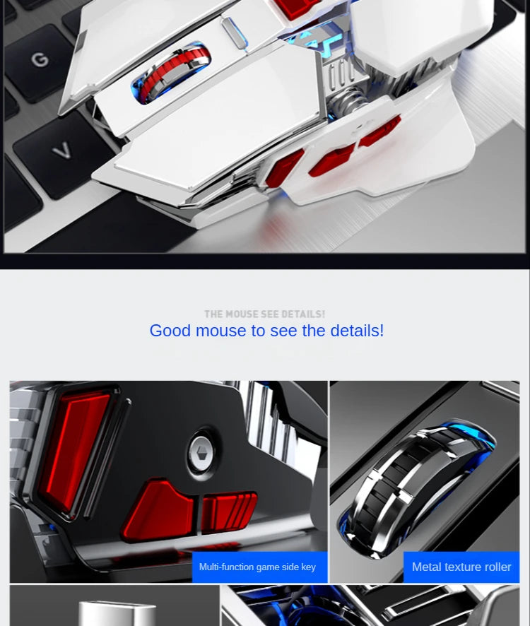 Mouse Sem Fio SC300 SSMMDZ – Recarregável, Silencioso, 6400 DPI, Luzes Coloridas, Para Notebook e Desktop