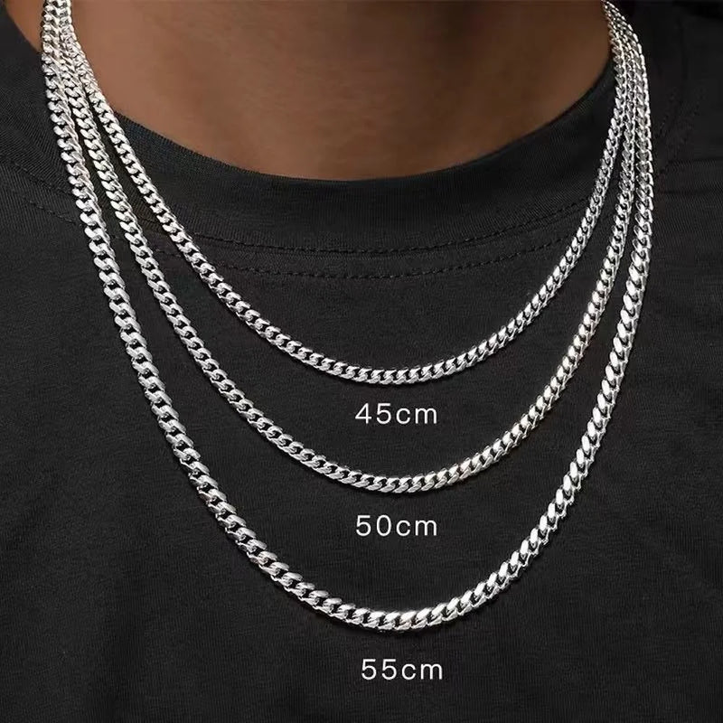 Colares Punk Básicos em Aço Inoxidável – Corrente Curb/Cuban 3, 5 e 7mm para Homens e Mulheres