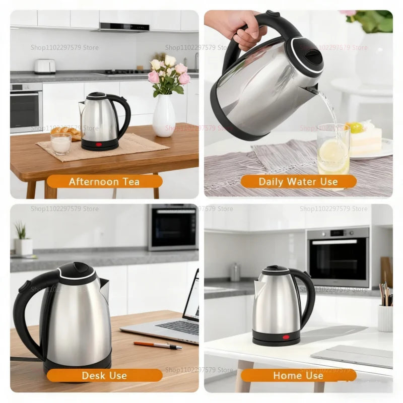 Chaleira Elétrica Inteligente 2L | Aço Inoxidável, Desligamento Automático e Base Rotativa 360°
