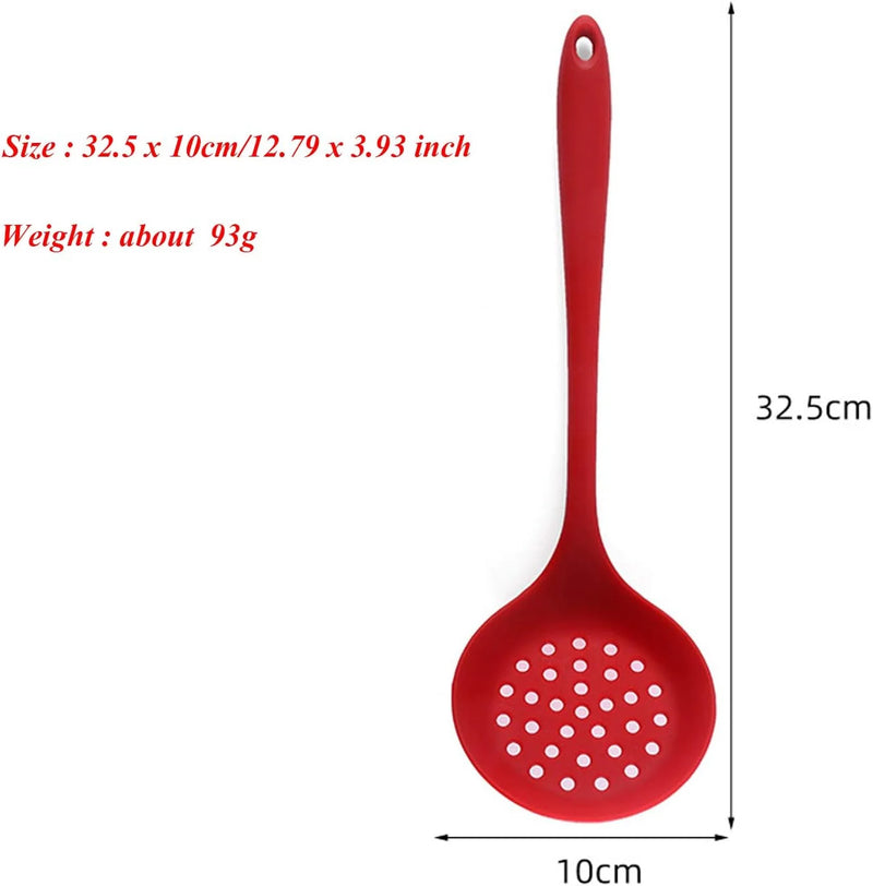 Colher Escumadeira de Silicone | Antiaderente, com Fendas, Resistente e Flexível para Cozinha
