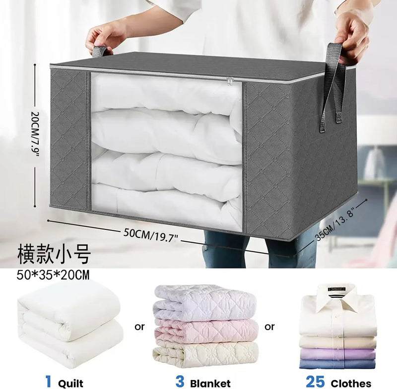 Saco de Armazenamento Dobrável de Grande Capacidade | Organizador de Roupas e Cobertores para Armário ou Quarto
