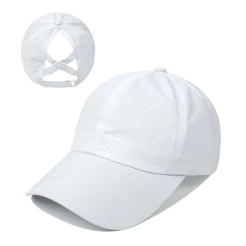 Boné de Beisebol Unissex de Verão – Viseira para Cabelo Cruzado, Respirável e Anti-UV, Casual e Esportivo
