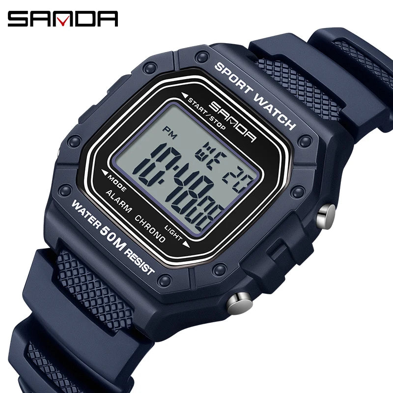 Relógio Masculino Esportivo SANDA 2156 – Digital Militar, à Prova d’Água, com LED e Cronômetro