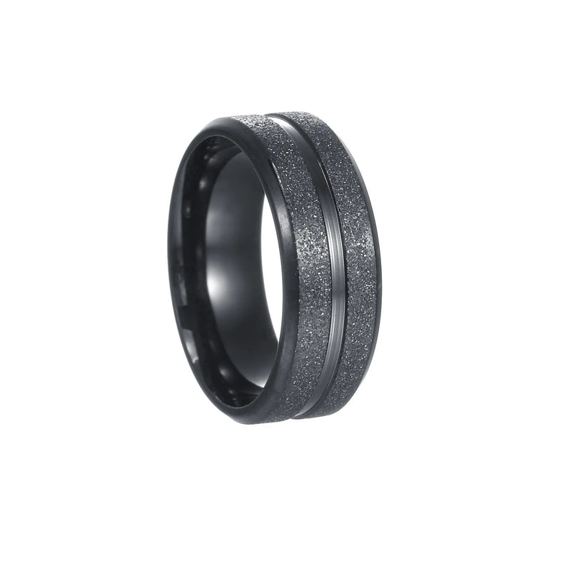 Anel Masculino YWSHMAN 8mm – Titanium Preto Fosco, Aliança de Casamento Clássica para Homens