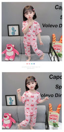 Conjunto de Pijama Infantil em Algodão – Regata e Shorts de Verão com Estampa de Desenho Animado (4 a 6 anos)