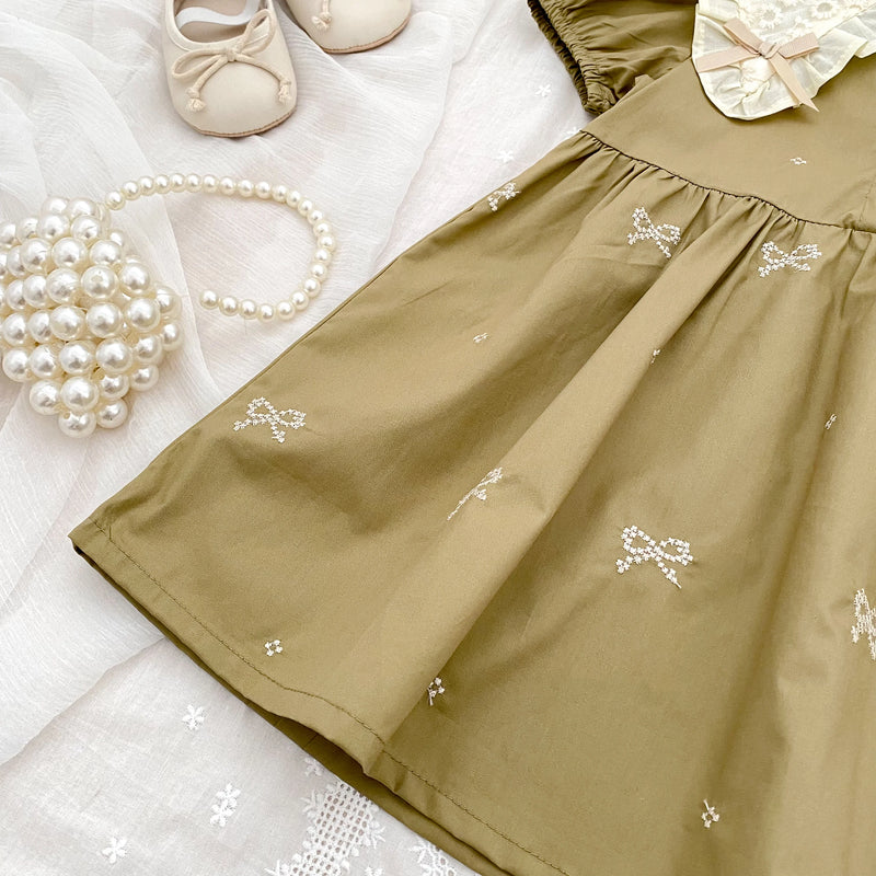 Vestido Infantil Princesa Floral com Bordado – Algodão, 1 a 6 Anos – Modelo Europeu