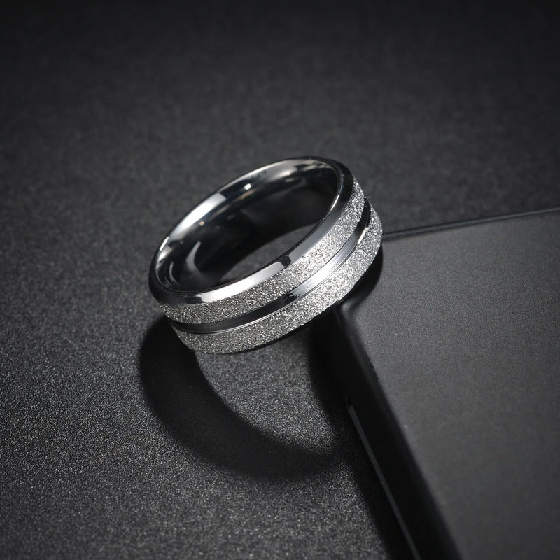 Anel Masculino YWSHMAN 8mm – Titanium Preto Fosco, Aliança de Casamento Clássica para Homens