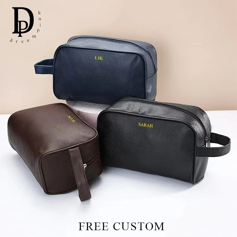 Bolsa de Cosméticos Personalizada GZGUANDA – Grande Capacidade com Zíper, Monograma e Inicial Gravada, Viagem e Negócios