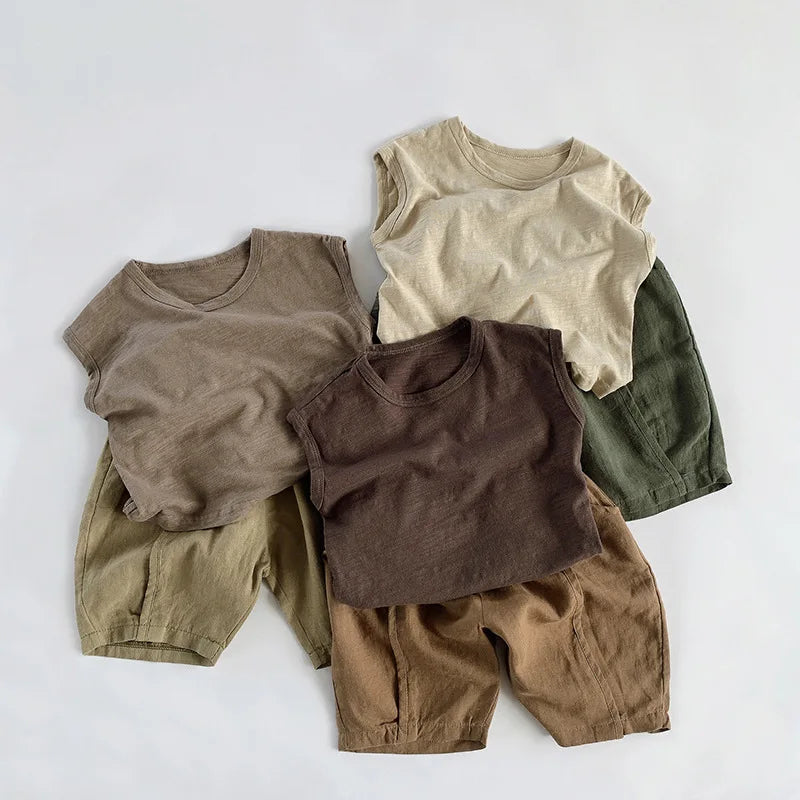 Camiseta Infantil Regata Listrada em Algodão – Estilo Casual Coreano para Verão (4 a 6 anos)