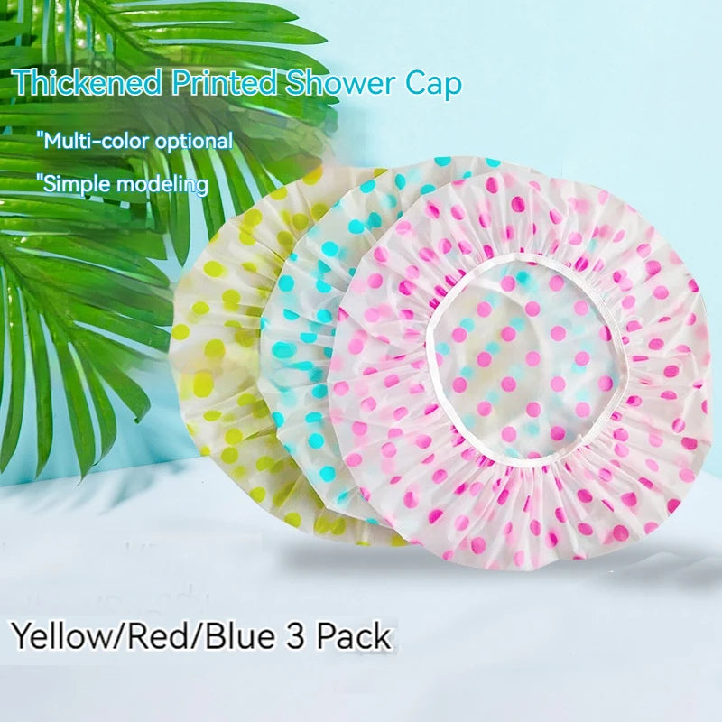 Kit 3 Toucas de Banho Femininas Reutilizáveis – Impermeável com Elástico Largo, Estilo Ponto