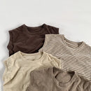 Camiseta Infantil Regata Listrada em Algodão – Estilo Casual Coreano para Verão (4 a 6 anos)