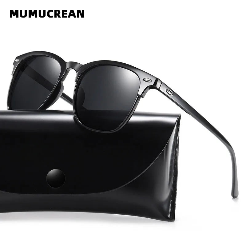 Óculos de Sol Masculinos MUMUCREAN 2025 – Retro Clássico Polarizado com Proteção UV400, Lentes Quadradas