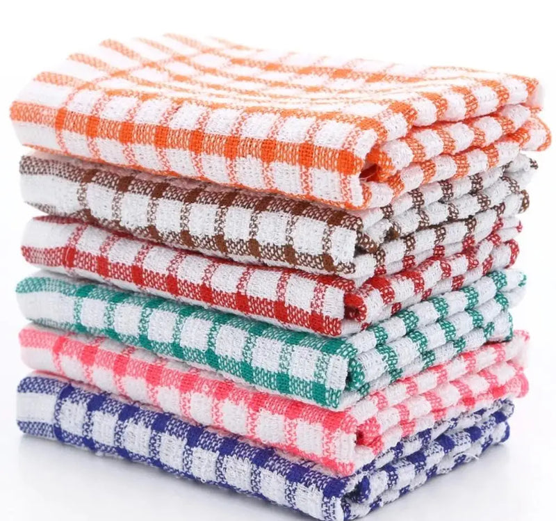 Conjunto com 6 Panos de Prato de Algodão | Toalhas Absorventes e Sem Fiapos para Cozinha e Restaurante