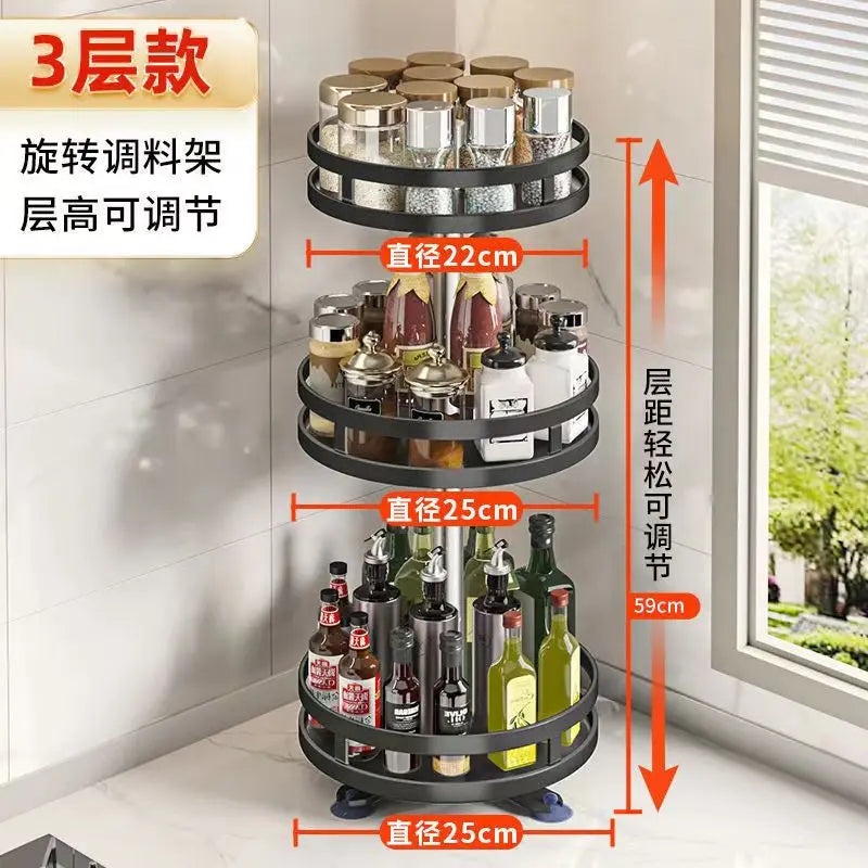 Organizador de Temperos Giratório 360° | Bandeja Antideslizante para Potes e Latas | Suporte para Cozinha e Acessórios