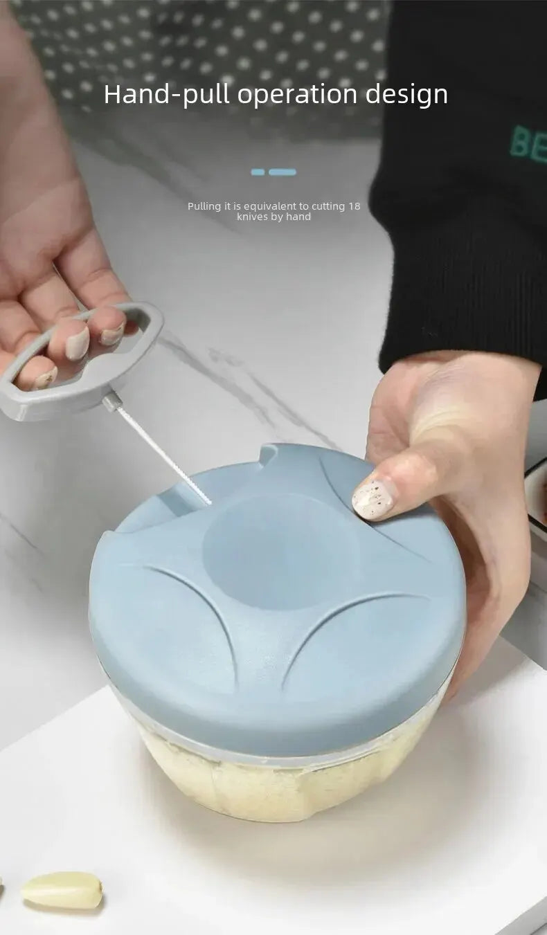 Triturador Manual de Gengibre e Alho para Cozinha | Cortador Multifuncional de Legumes e Moedor de Carne | Design Moderno e Minimalista