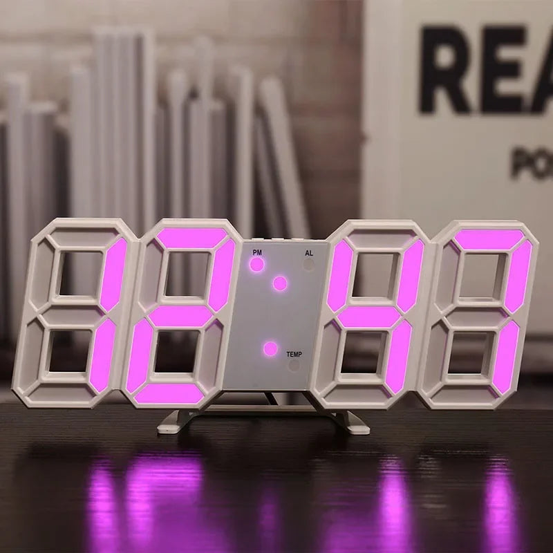 Relógio Digital 3D Niditon – Mesa e Parede, Moderno, com Exibição de Hora, Calendário e Umidade