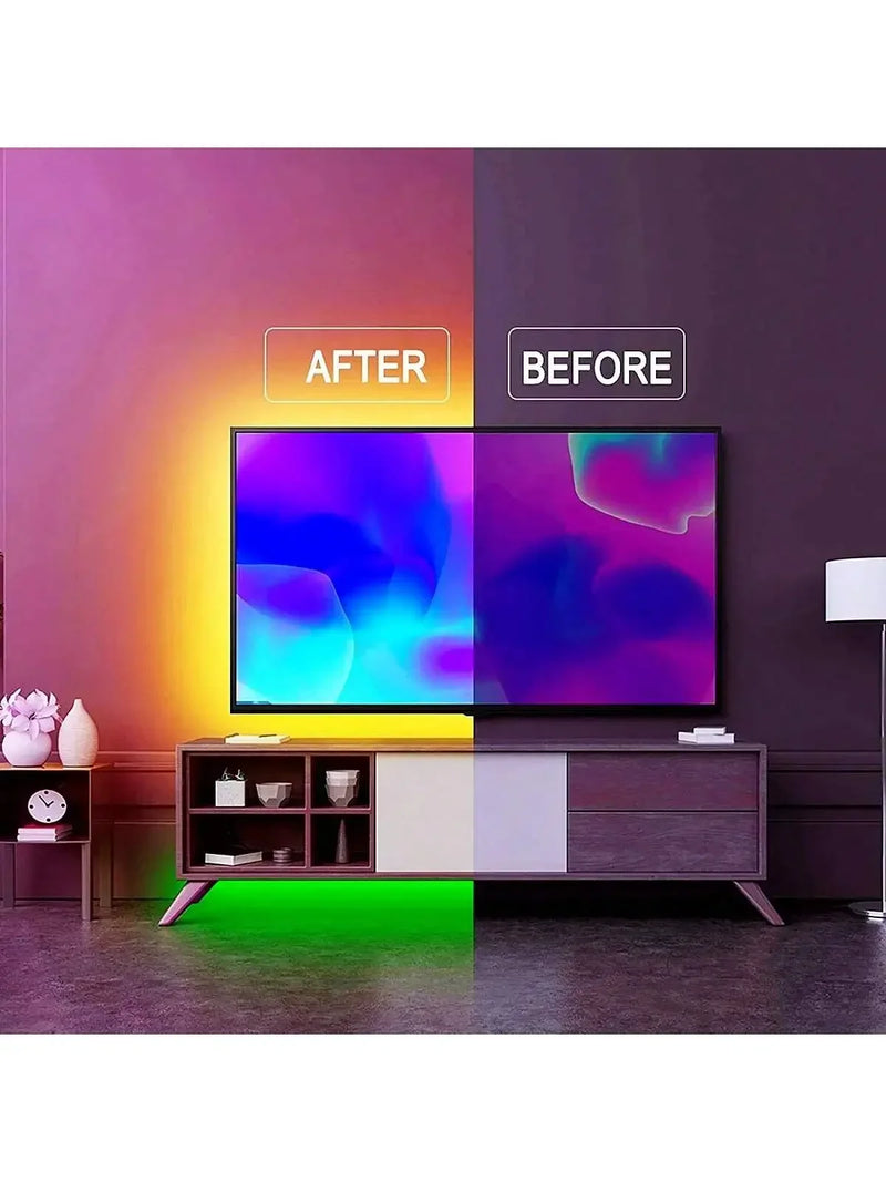 1-30m/100ft Luz de Tira LED USB RGB com Bluetooth, Controle por Toque e App – Backlight para TV e Decoração de Quarto