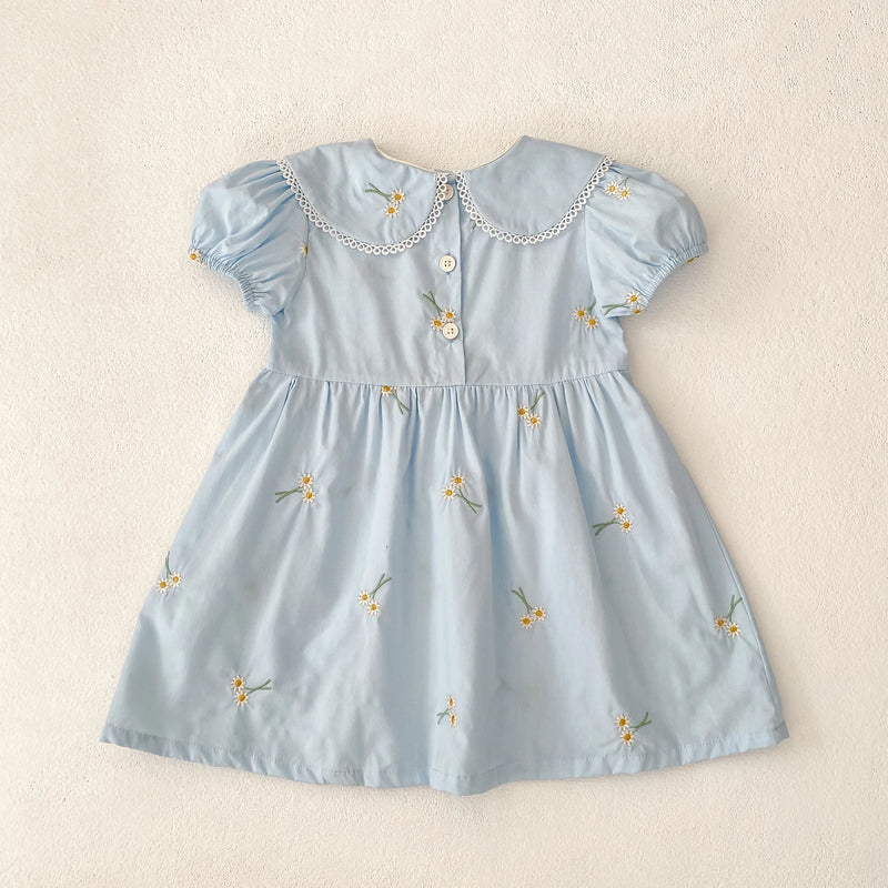Vestido Infantil Princesa Floral com Bordado – Algodão, 1 a 6 Anos – Modelo Europeu